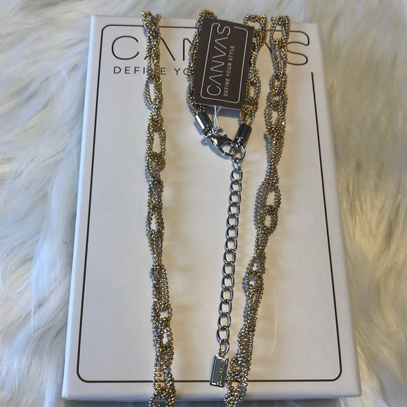 Braided Loop Chain Necklace 2-Tone NWT - Picture 2 of 10